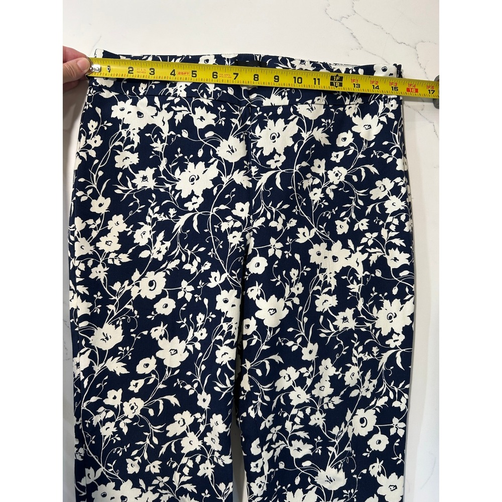 Talbots Chatham Ankle Pant 6P Navy White Floral Side Zip Stretch Cotton Trousers - Picture 9 of 10